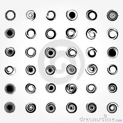 Amazing Abstract Spiral Set Vector illustration in black and white Vector Illustration