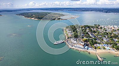 amazing aerial panorama view of National Trust Brownsea Island in Bournemouth, Poole and Dorset, England Stock Photo
