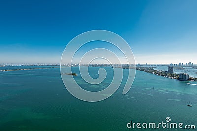 Amazing aerial photo Miami Biscayne Bay Stock Photo