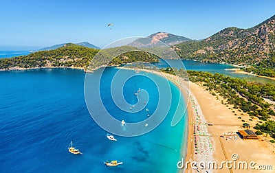 Amazing aerial view of Blue Lagoon in Oludeniz, Turkey Stock Photo