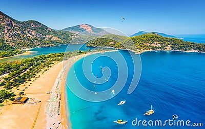 Amazing aerial view of Blue Lagoon in Oludeniz, Turkey Stock Photo