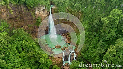 Amazing aerial view of Cikaso waterfall Stock Photo