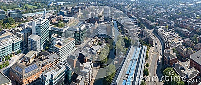 amazing aerial view of the downtown and river kennet of Reading, Berkshire, UK Editorial Stock Photo