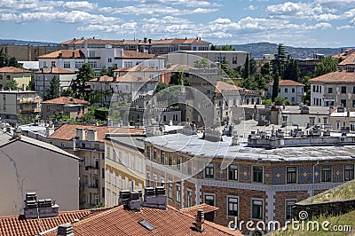 Amazing aerial view to Trieste city. Group of buildings view from fortress. Beautiful sunny day Editorial Stock Photo