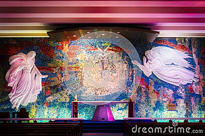 Amazing Altar at the Catholic Chapel at the Air Force Academy Chapel Stock Photo