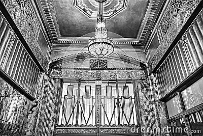 Amazing Architecture art deco opulence in the lobby of the Philcade Building located in downtown Tulsa. Stock Photo