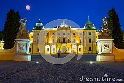 Amazing architecture of the Branicki Palace in Bialystok at night, Poland Stock Photo