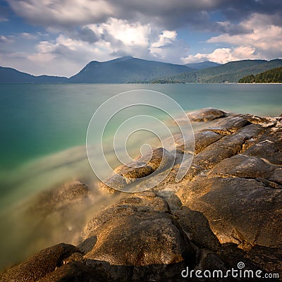 Amazing autumn scenery ar Walchensee lake. Walchensee, Bavaria, Germany. Stock Photo