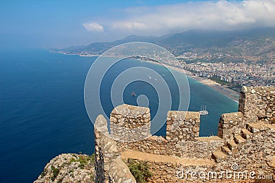 Amazing beaches view from Alanya Castle Stock Photo
