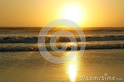 Amazing beautiful marine landscape with sun rays and lens flare on a wild waves sea in beach and nature beauty and Summer holidays Stock Photo