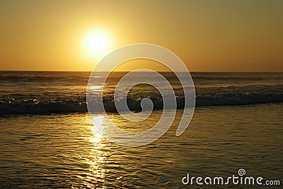 Amazing beautiful sea landscape sunset view of Seminyak Double Six beach in Bali island of Indonesia Stock Photo