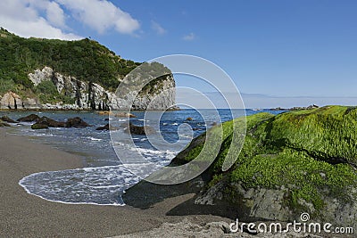 Amazing beautiful sea landscape view of Moinhos beach Porto Formoso cost in Azores island of Portugal Stock Photo
