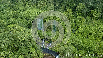 Amazing Benang Kelambu waterfall scenery Stock Photo