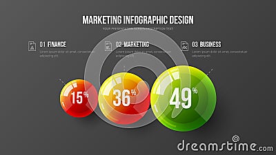 Amazing business infographic presentation vector 3D colorful balls illustration. Vector Illustration