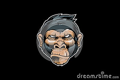 Angry Monkey head cartoon vector Vector Illustration