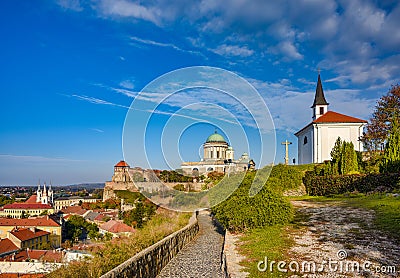 Amazing scenery of Esztergom, Hungary at sunny autumn day Stock Photo