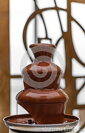 Amazing chocolate fountain Stock Photo