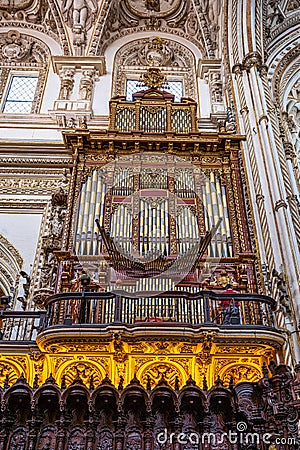 Amazing choir in the Mezquita Cathedral of Cordoba. Andalusia, Spain Editorial Stock Photo