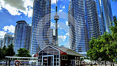 Amazing view on the CN tower on a summer day. Editorial Stock Photo