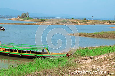 Amazing and colorful view of beautiful boat in Kaptai Lake, Rangamati, Bangladesh Stock Photo