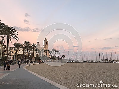 Amazing colourful afternoon in Sitges, Barcelona Editorial Stock Photo