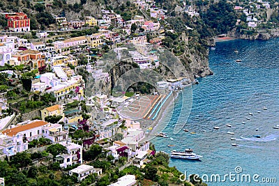 Amazing Colourful View at Positano Beach Stock Photo