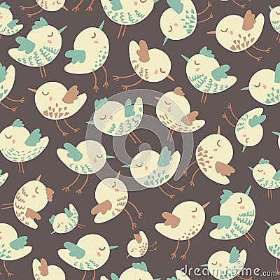 Amazing cute seamless vintage colorful bird chicken pattern Stock Photo