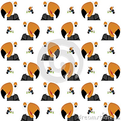 The Amazing of Cute Tukan Toco Illustration, Cartoon Funny Character, Pattern Wallpaper Stock Photo