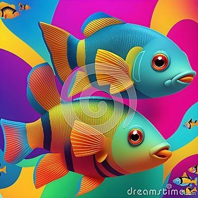 Psychedelic Tropical Fish Stock Photo