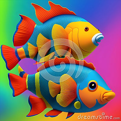 Psychedelic Tropical Fish Stock Photo