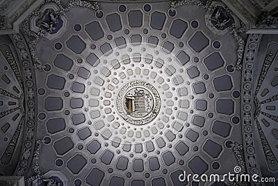 Amazing decorative stucco palace ceiling with circular motives Stock Photo