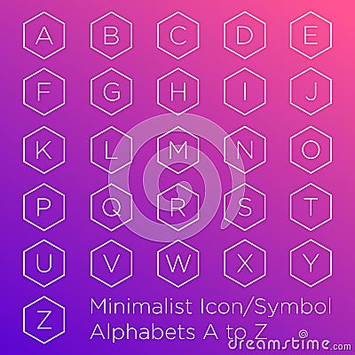 Alphabet inside hexagon shape Vector Illustration