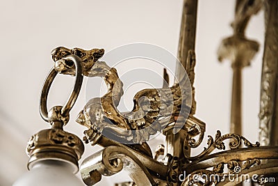 Amazing design of a luxurious chandelier in the form of a dragon Stock Photo