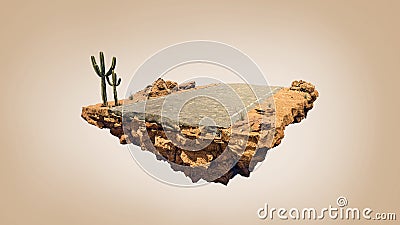 Amazing fantasy scenery with asphalt road floating islands, desert concept Stock Photo