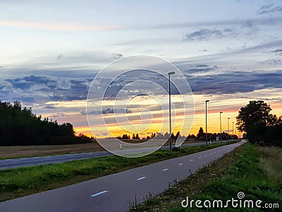 Fiery sunset in Kukruse, Estonia Stock Photo