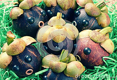 Amazing, funny, mangosteen, worried, anxiou face Stock Photo