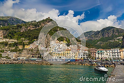 Amazing generic view on town of Amalfi, Amalfi coast, Campania region, Italy Editorial Stock Photo