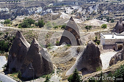 Amazing geological features in Cappadocia Stock Photo