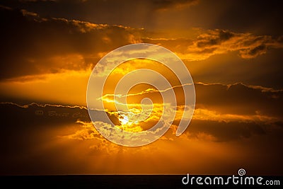 Amazing golden sunset Stock Photo