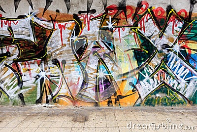 An amazing background of colorful street graffiti. Beautiful graffiti background. Perfect for photo shoots. Stock Photo