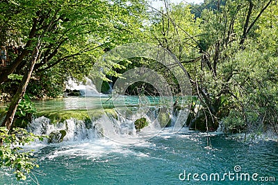 Plitvice Lakes Croatia Serene Natural Waterfalls Stock Photo