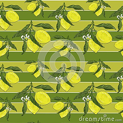 Amazing Hand drawing lemons pattern design Stock Photo