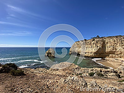 Hike along the algarvian coast in Lagoa, Algarve, Portugal Stock Photo
