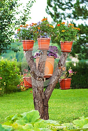 Amazing homemade flower tree Stock Photo
