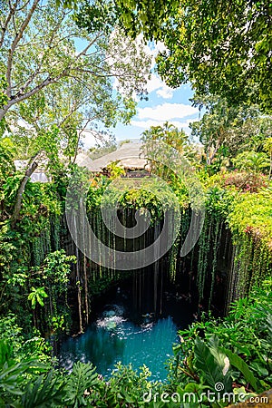 Amazing Ik-Kil Cenote near Chichen Itza, Mexico Stock Photo