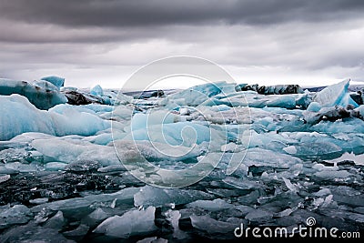 Amazing Jokulsarlon glacial lake full of floating and melting i Stock Photo