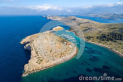 Amazing Kornati Islands national park panoramic aerial view Stock Photo