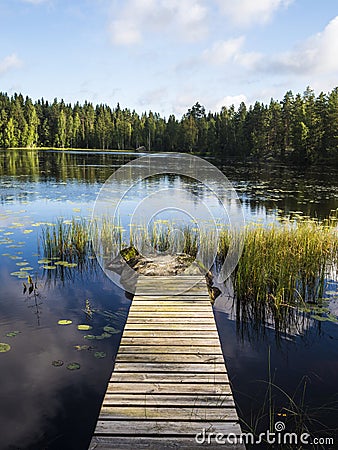 Amazing Lakeside Pier View - Lusi, Finland Stock Photo