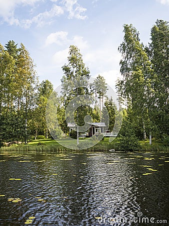 Amazing Lakeside Shack - Finland Stock Photo