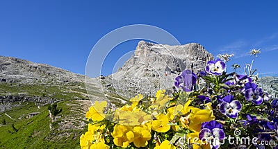 Amazing landscape at the Dolomites in Italy. View at Averau peak from Scoiattoli lodge. 5 Torri. Dolomites Unesco world heritage Stock Photo